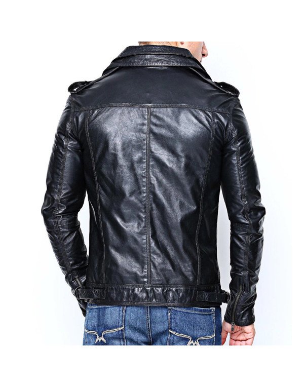 HugMe.fashion Men Genuine Leather Jacket in Black color JK2